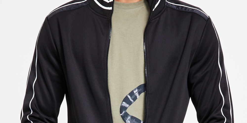 INC International Concepts Men's Neoprene Track Jogger Jacket Gray Size Small
