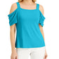 JM Collection Women's Cold Shoulder Top Blue Size X-Large