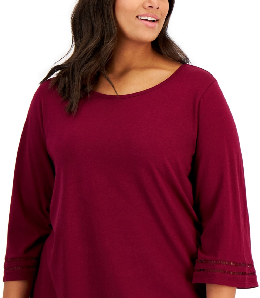 Karen Scott Women's Ladder Trim Top Red Size 2X