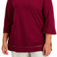 Karen Scott Women's Ladder Trim Top Red Size 2X