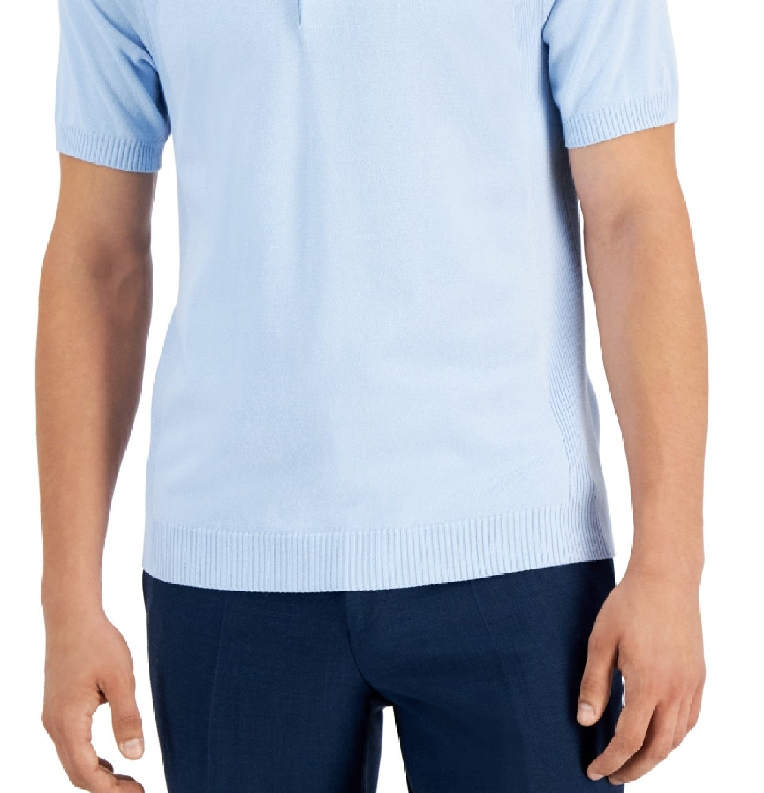 Alfani Men's Regular Fit Sweater Knit Polo Shirt Blue Size Large