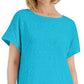JM Collection Women's Crochet Asymmetrical Hem Top Blue Size Large