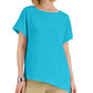JM Collection Women's Crochet Asymmetrical Hem Top Blue Size Large