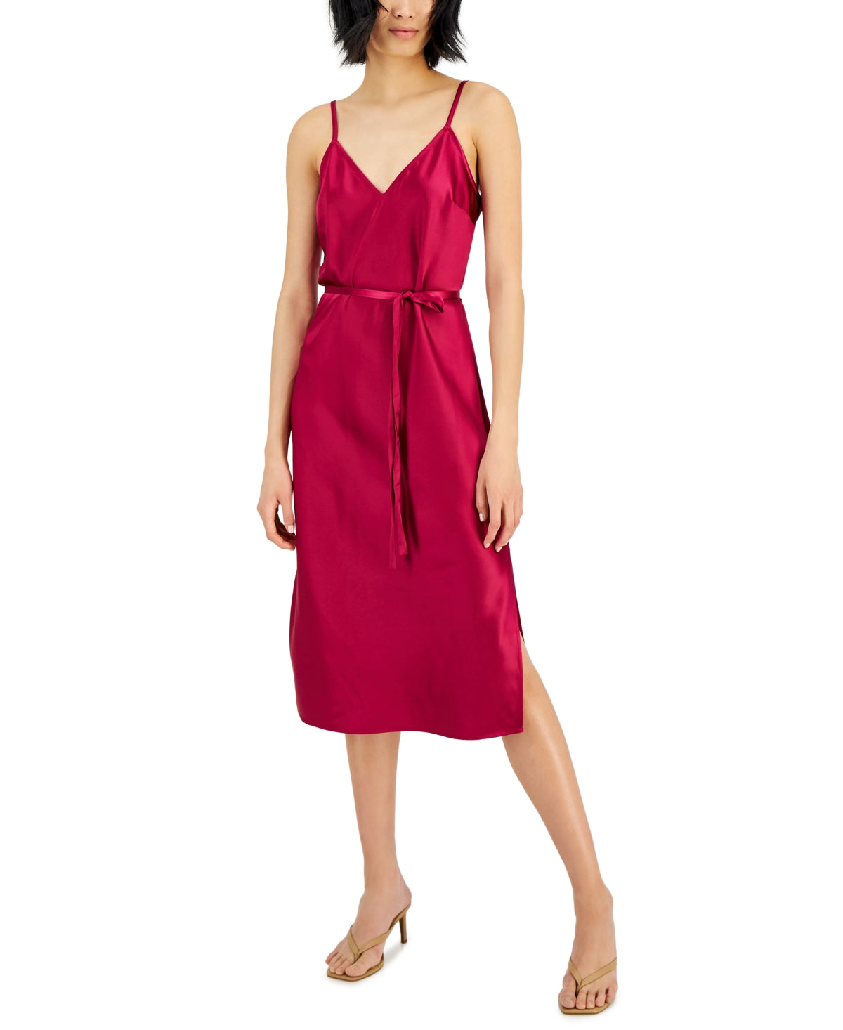 INC International Concepts Women's Side Slit Slip Dress Pink Size X-Large