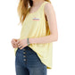 Style & Co Women's Cotton Printed Tank Top Yellow Size Large