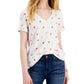 Style & Co Women's Star Print Cotton T-Shirt White Size Petite Small