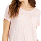 Style & Co Women's Printed Drapey T-Shirt Pink Size Medium