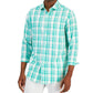 Club Room Men's Regular Fit Plaid Shirt Green Size X-Large
