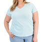 Style & Co Women's Solid Burnout T-Shirt Blue Size 3X