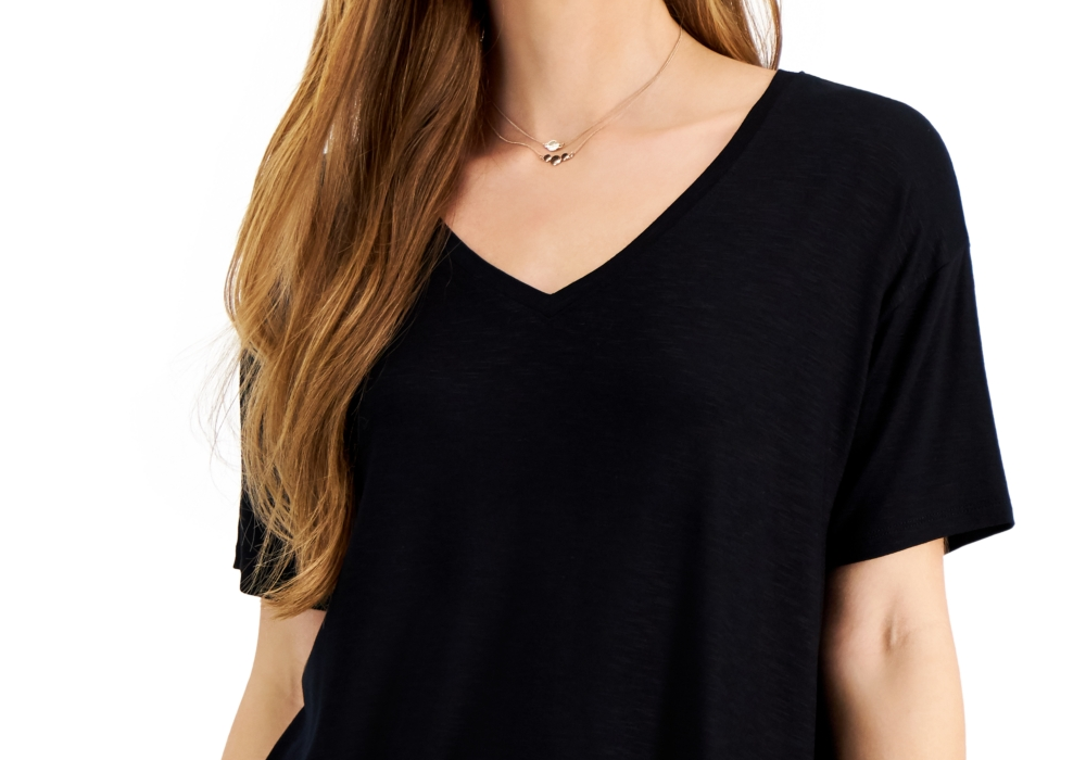 Style & Co Women's Drapey V-Neck T-Shirt Size S