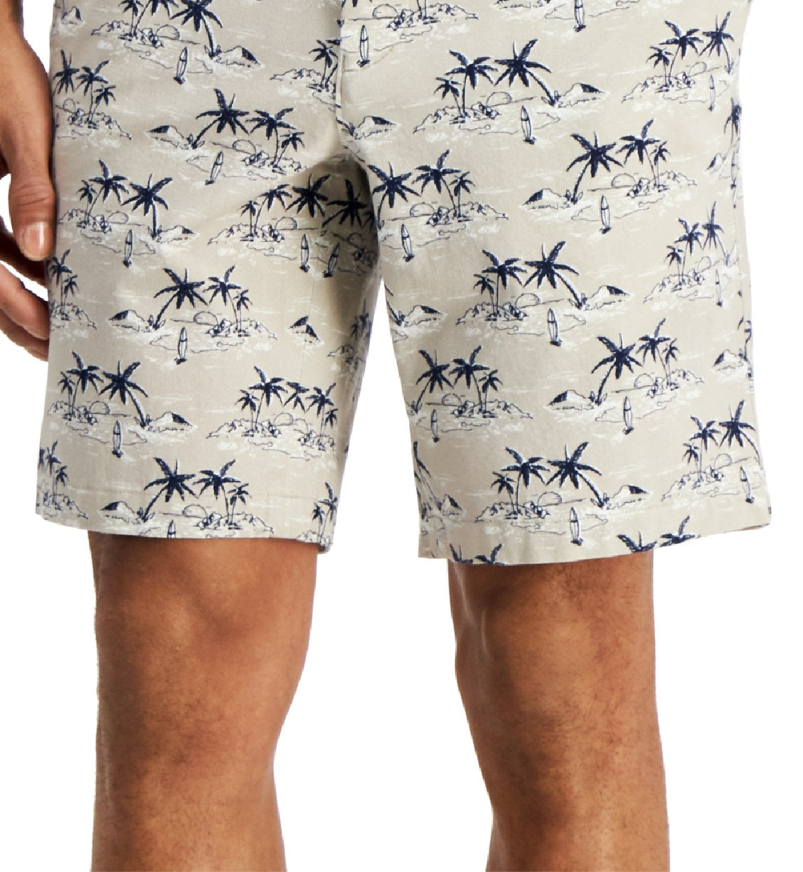 Club Room Men's Regular Fit Stretch Island Print 9 Shorts Brown Size 44