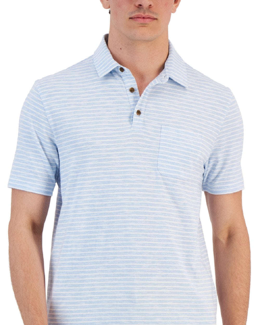 Club Room Men's Marled Stripe Polo Shirt Blue Size XX-Large