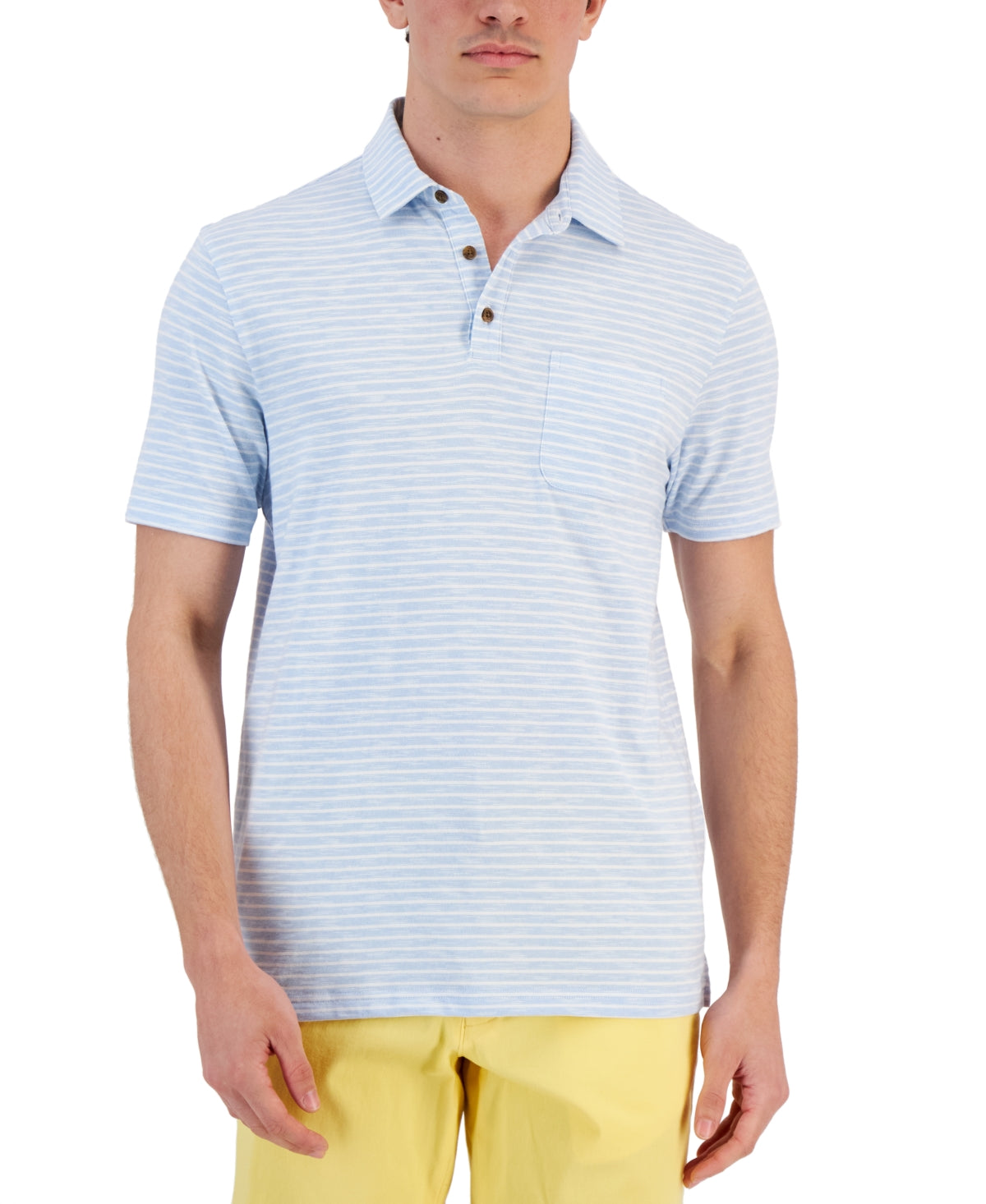 Club Room Men's Marled Stripe Polo Shirt Blue Size XX-Large