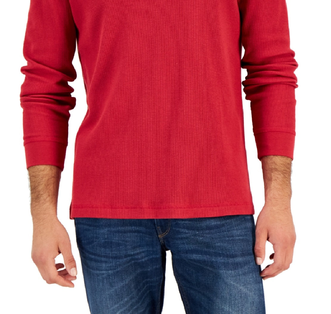 Club Room Men's Thermal Henley Shirt Red Size XX-Large