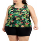 Id Ideology Women's Tropical-Print Textured Tank Top Size Plus
