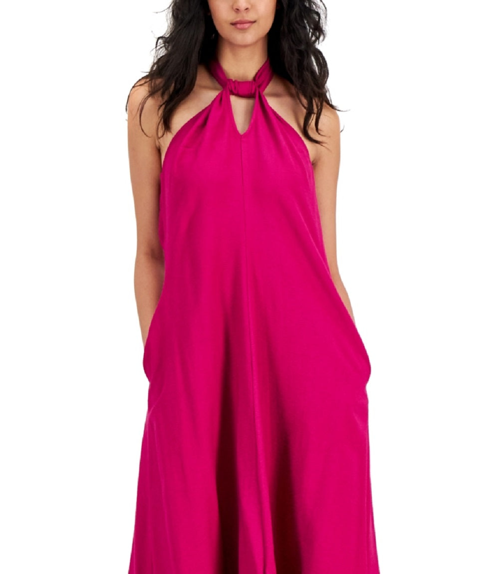 INC International Concepts Women's Halter Neck Maxi Dress Purple Size Petite Small