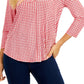 Charter Club Women's V Neck 3/4 Sleeve Top Red Size Petite X-Small