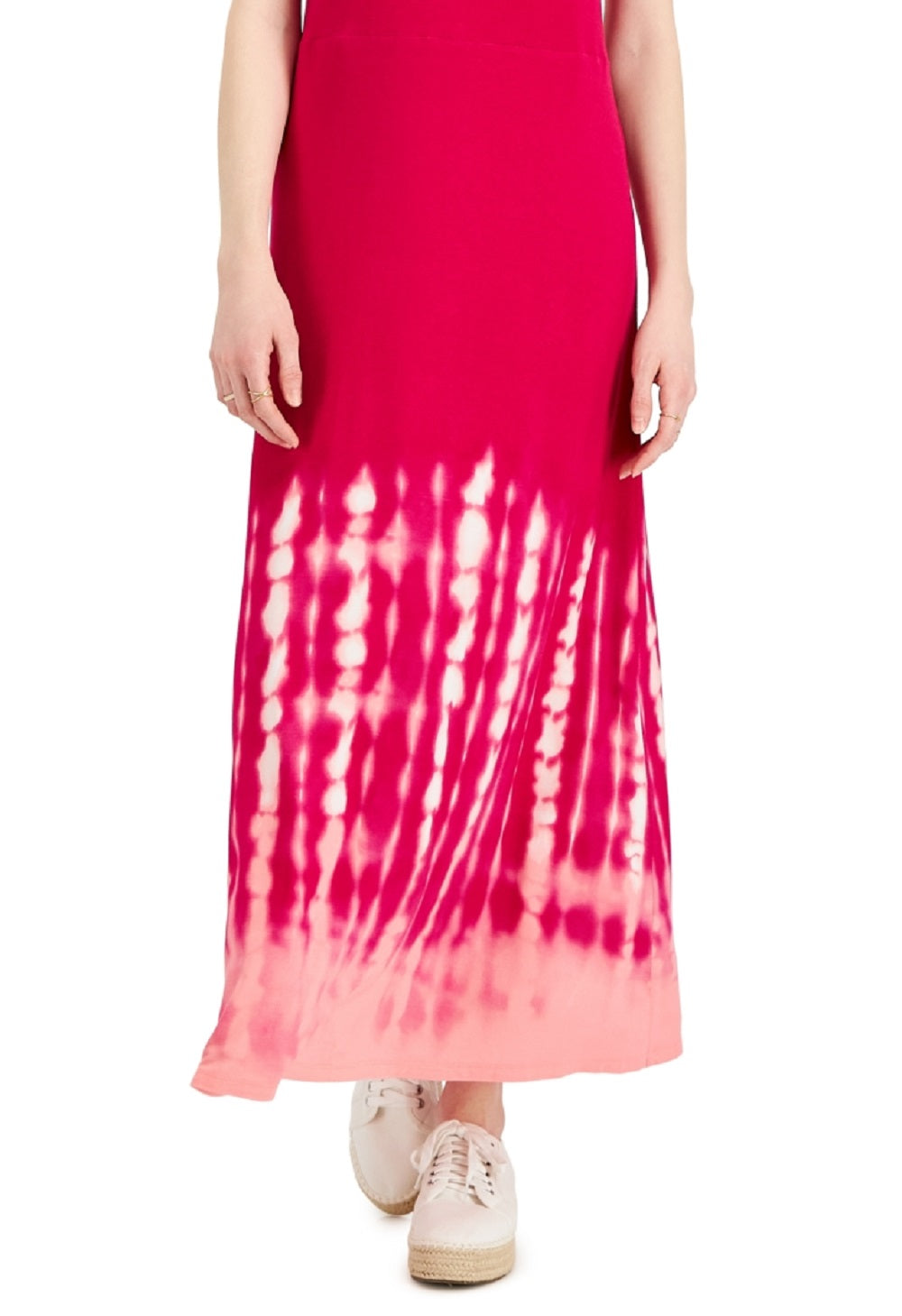 Style & Co Women's Tie Dyed Maxi Dress Pink Size Petite Medium