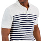Club Room Men's Slim Reverse Terry Stripe Print Polo T-Shirt White Size Medium