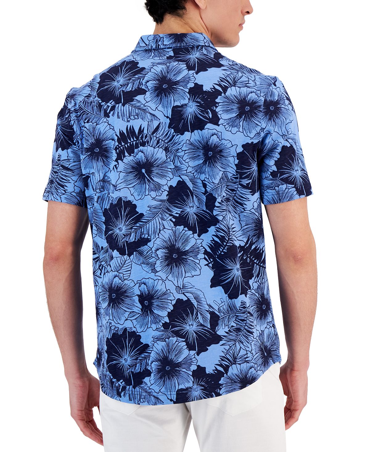 Club Room Men's Regular Fit Floral PrinT-Shirt Blue Size X-Large