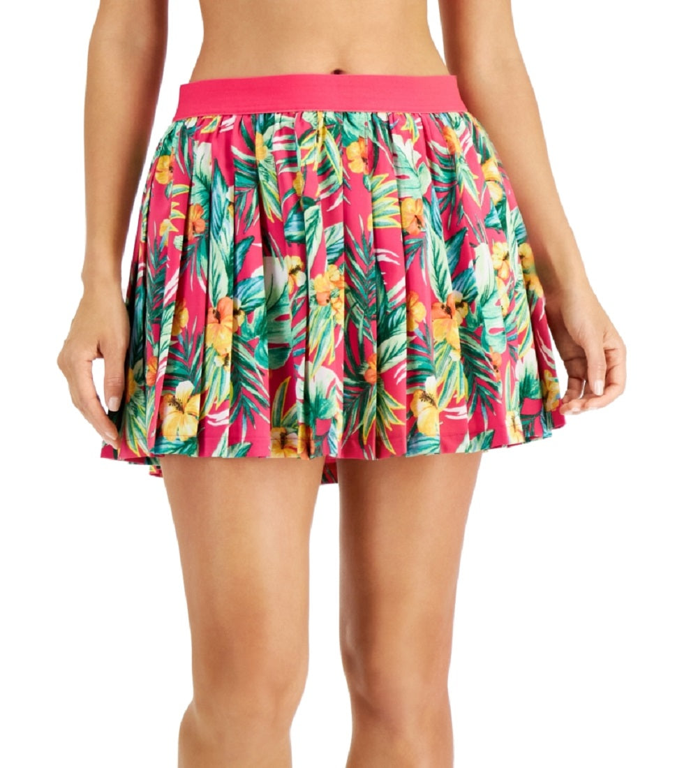 ID Ideology Women's Tropical Printed Pleated Skort Pink