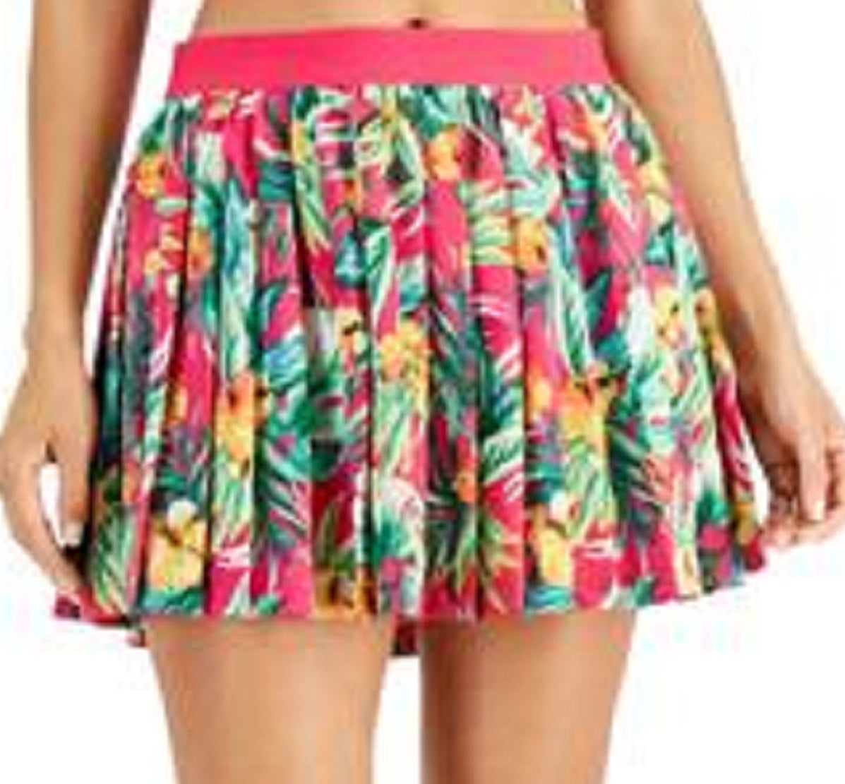 ID Ideology Women's Tropical Printed Pleated Skort Pink Size Medium