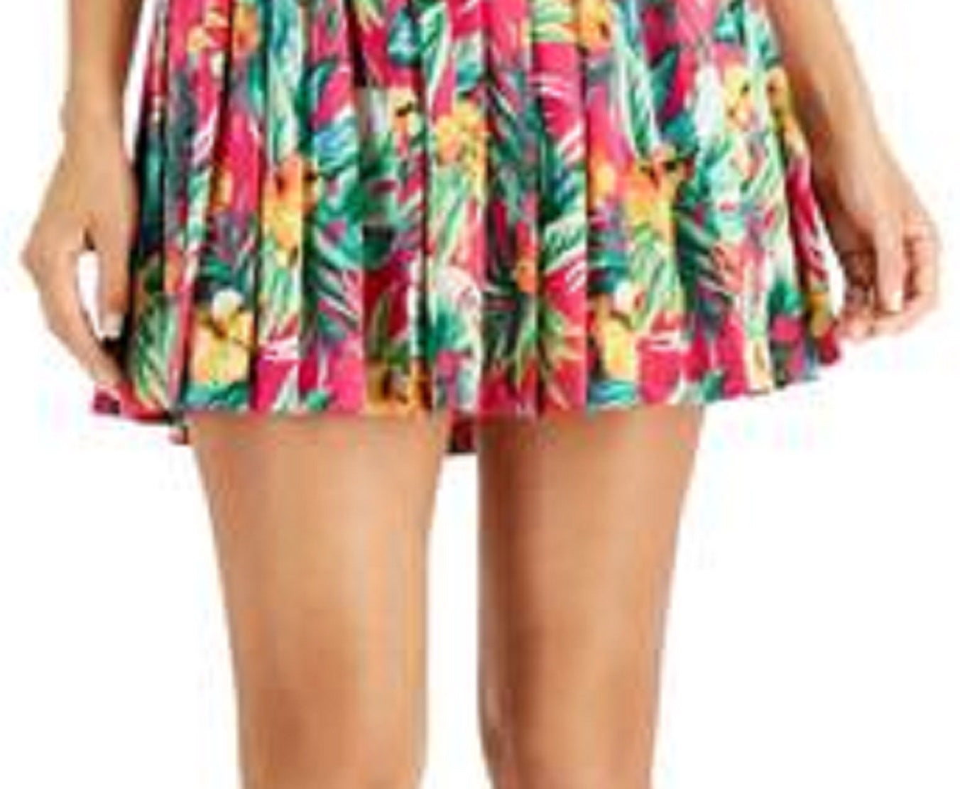 ID Ideology Women's Tropical Printed Pleated Skort Pink Size Medium