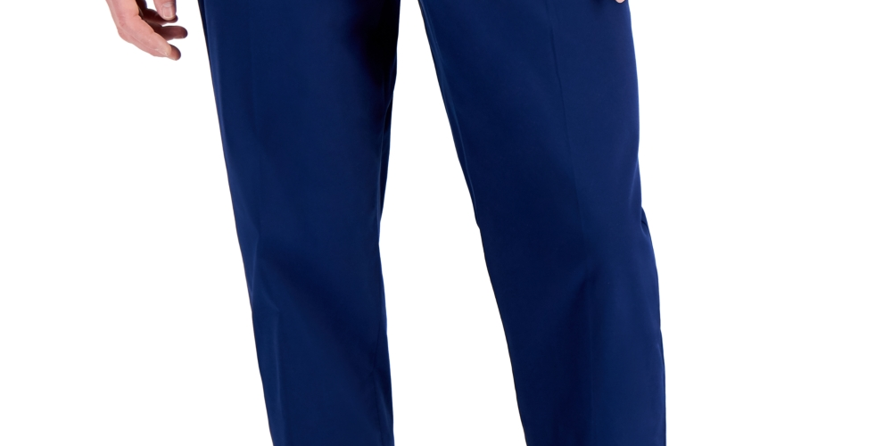Alfani Men's Regular Fit Stretch Pleated Pants Blue