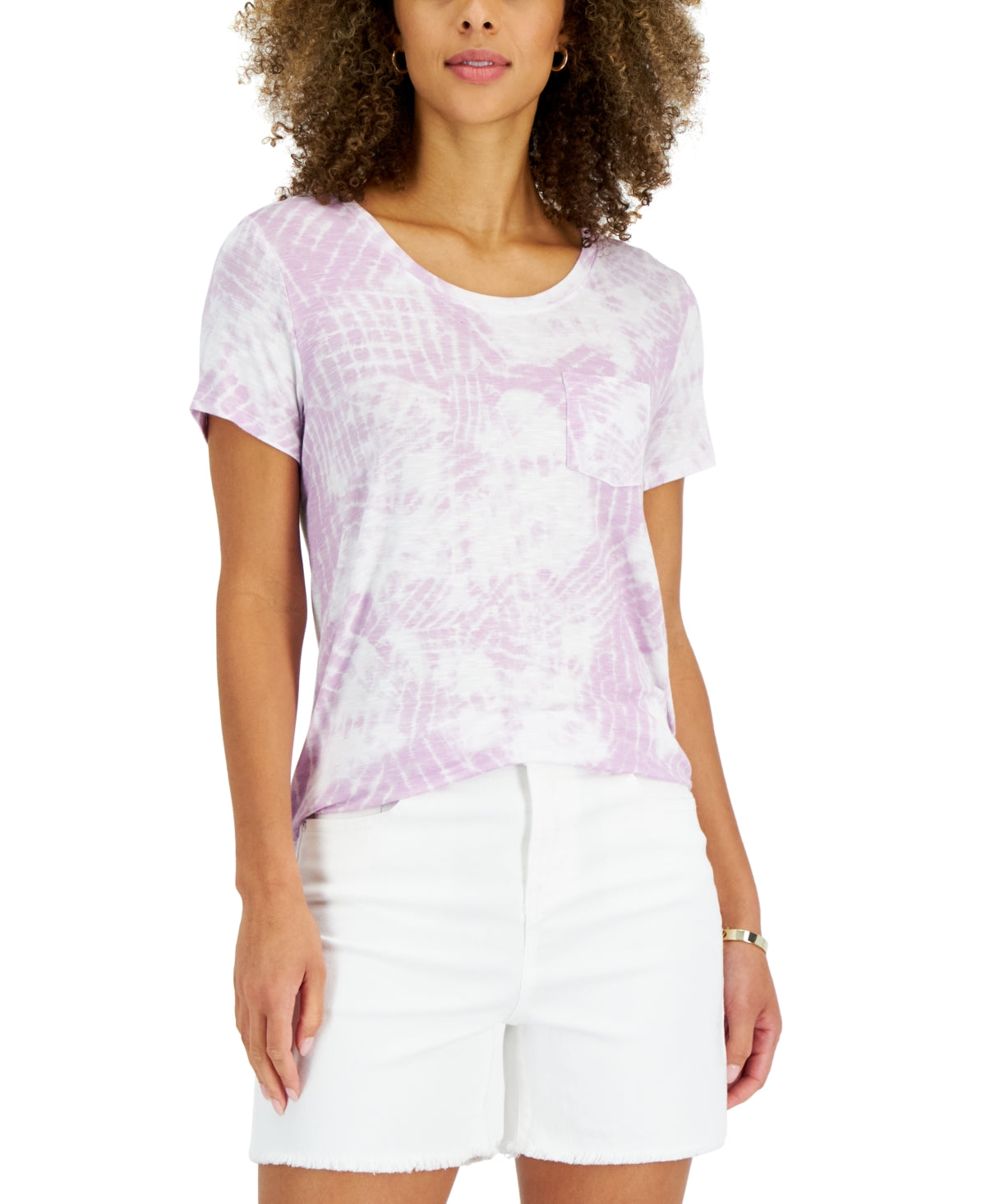 Style & Co Women's One Pocket Logo T-Shirt Purple Size X-Large