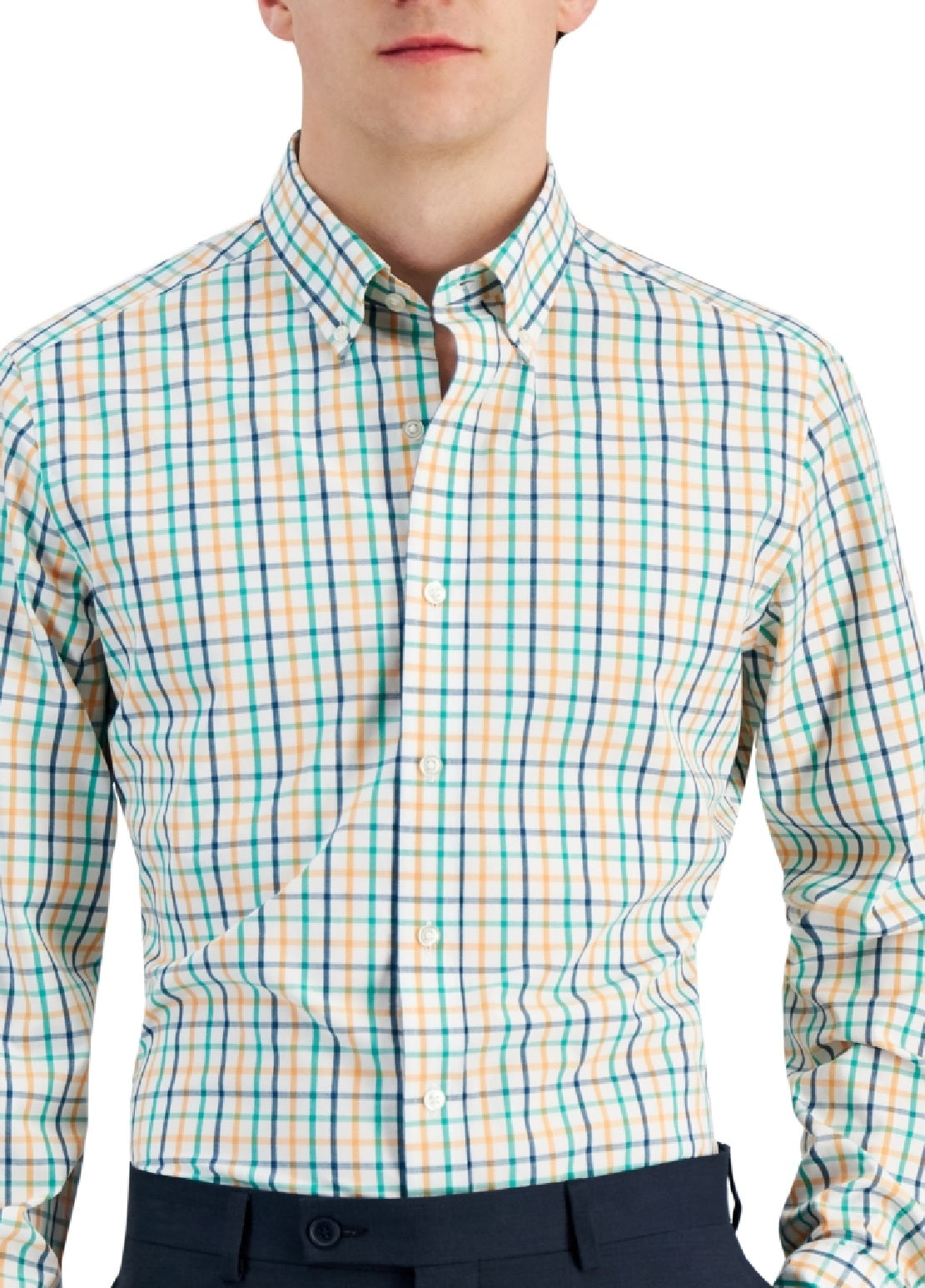 Club Room Men's Slim Fit 4 Way Stretch Dress Shirt Blue Size Medium