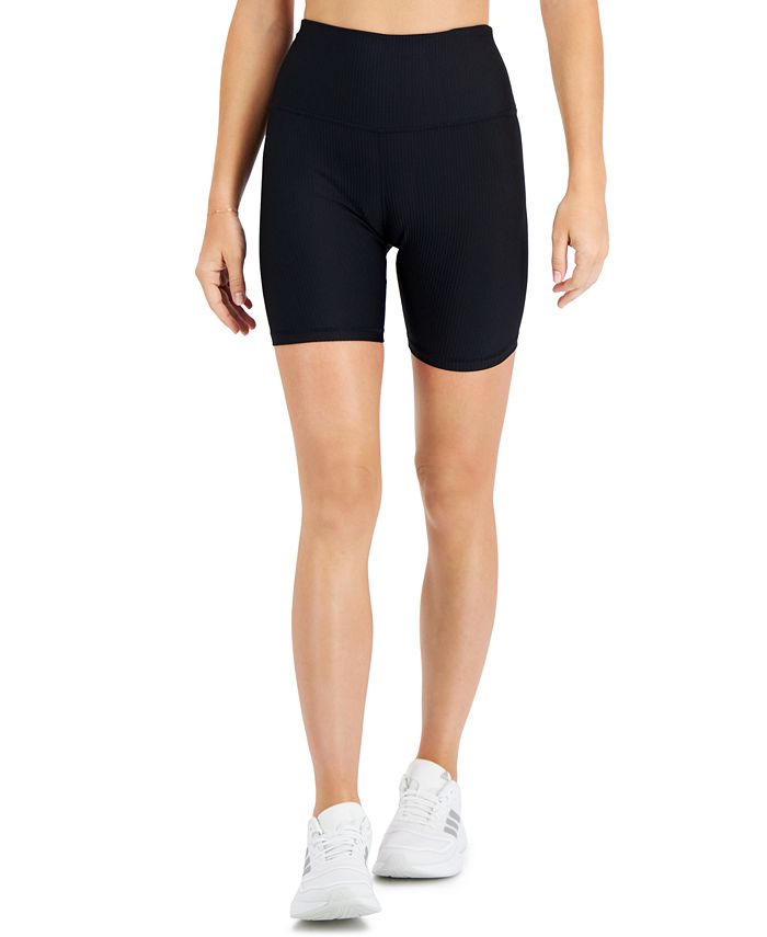 ID Ideology Women's Ribbed Solid Bike Shorts Black Size Small