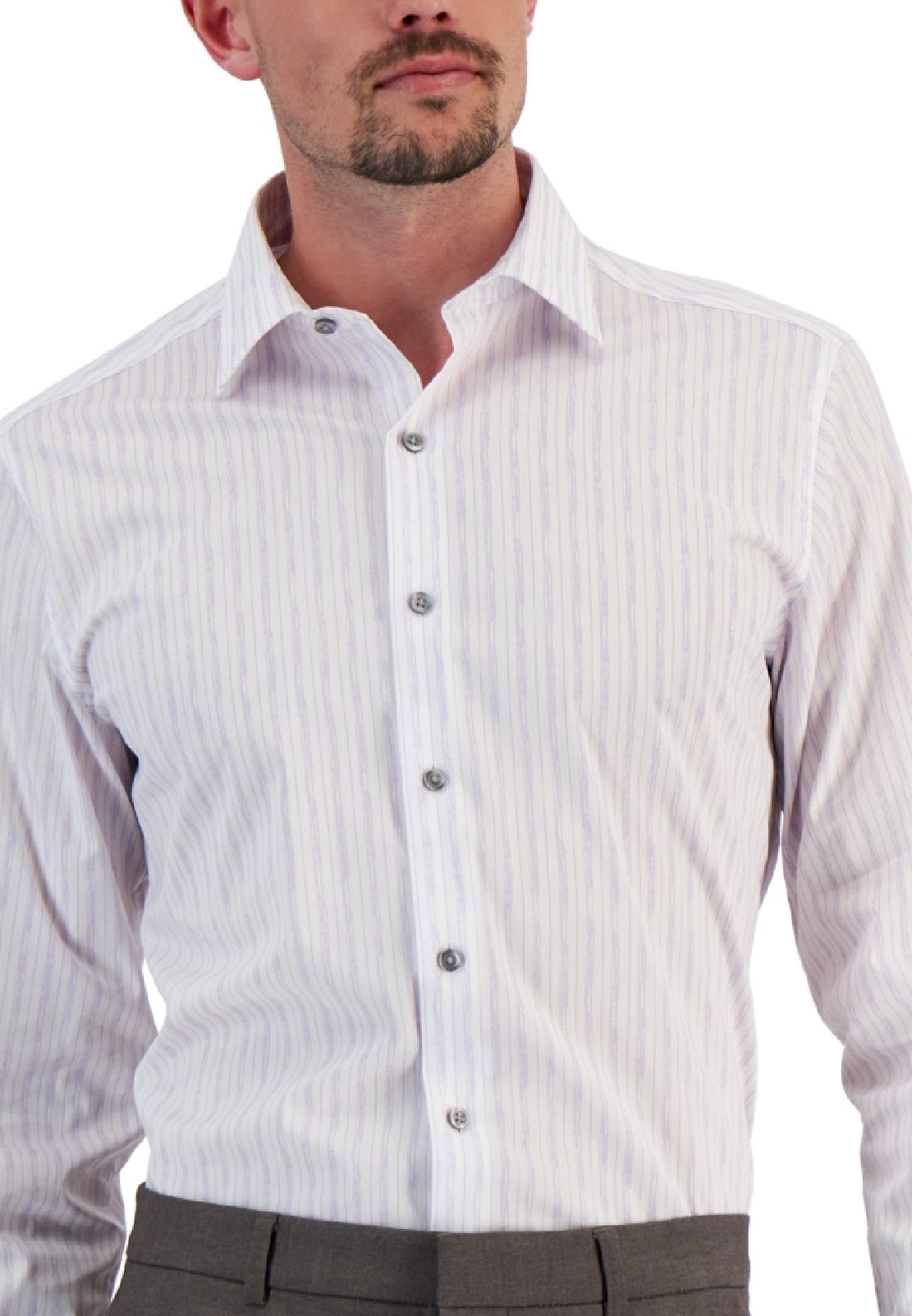 Alfani Men's Slim Fit 2 Way Stretch Stain Resistant Dress Shirt White Size 12X32X33