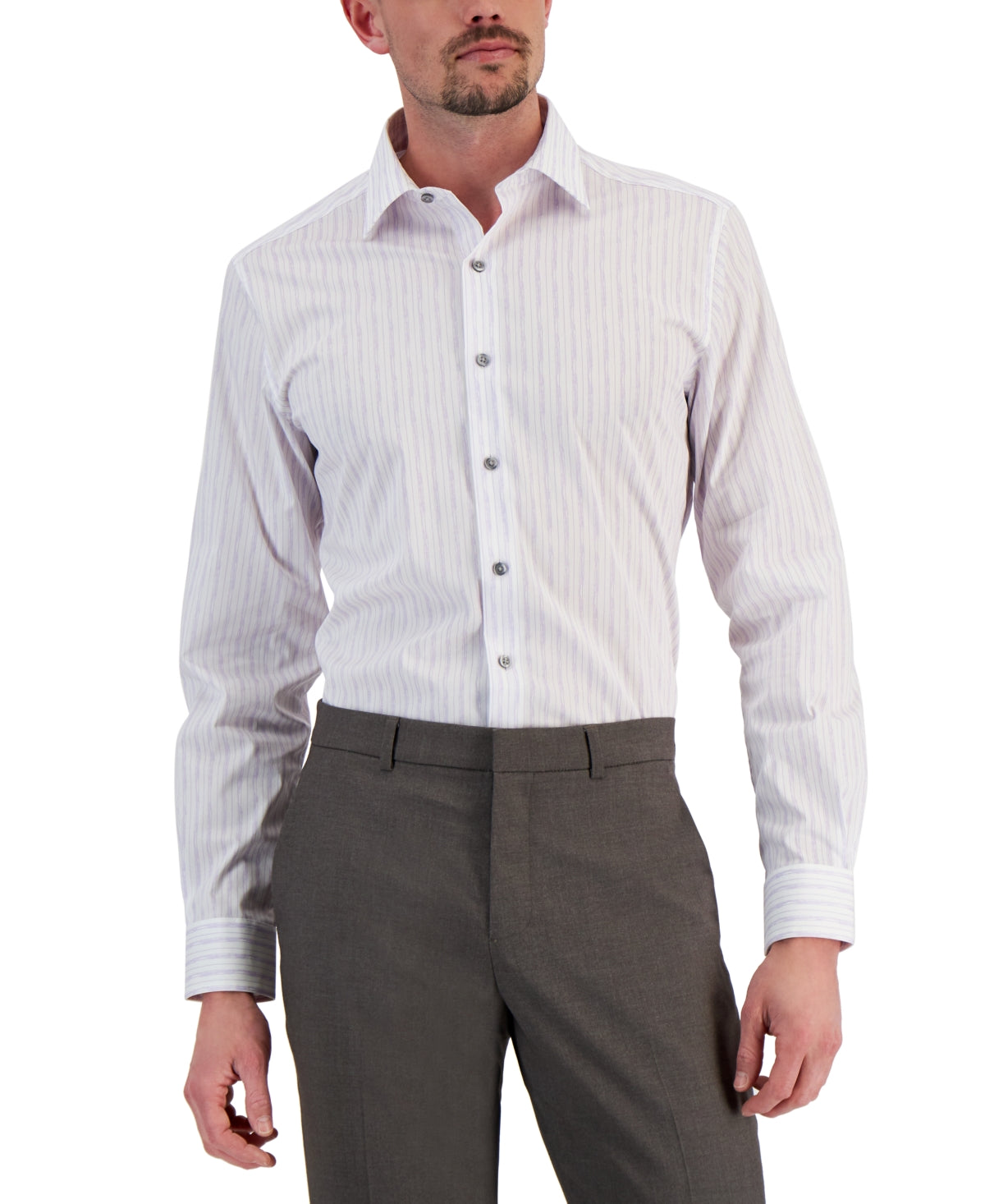 Alfani Men's Slim Fit 2 Way Stretch Stain Resistant Dress Shirt White Size 12X32X33
