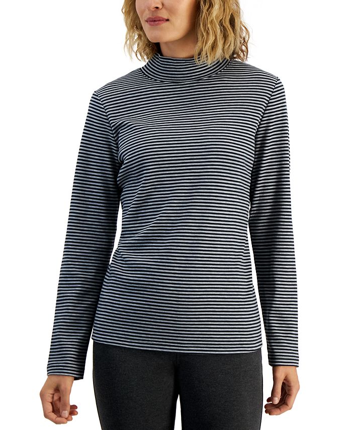 Karen Scott Women's Carmela Mock Neck Top Gray Size X-Small