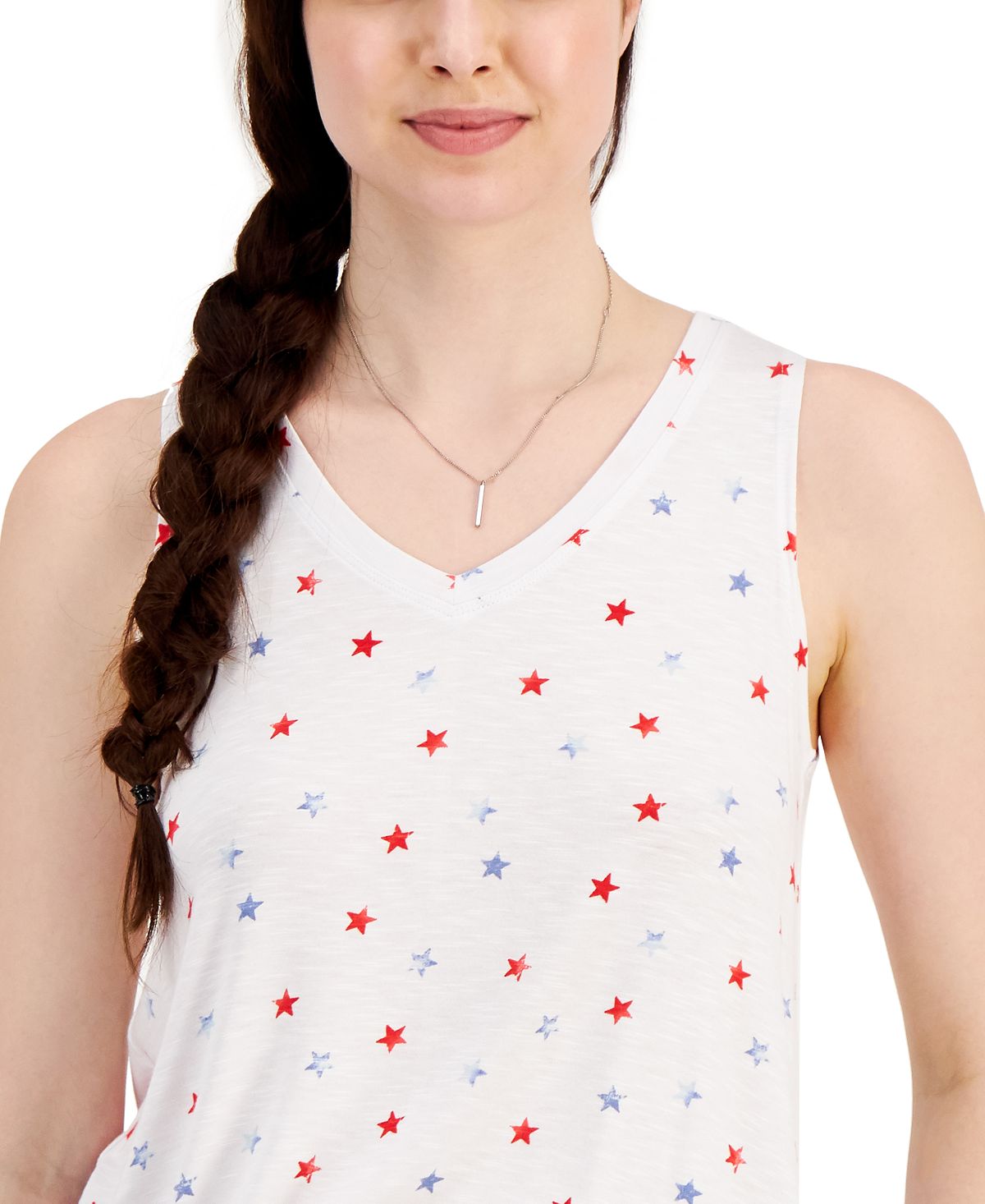 Style & Co Women's Star Print Tank Top Beige Size X-Small