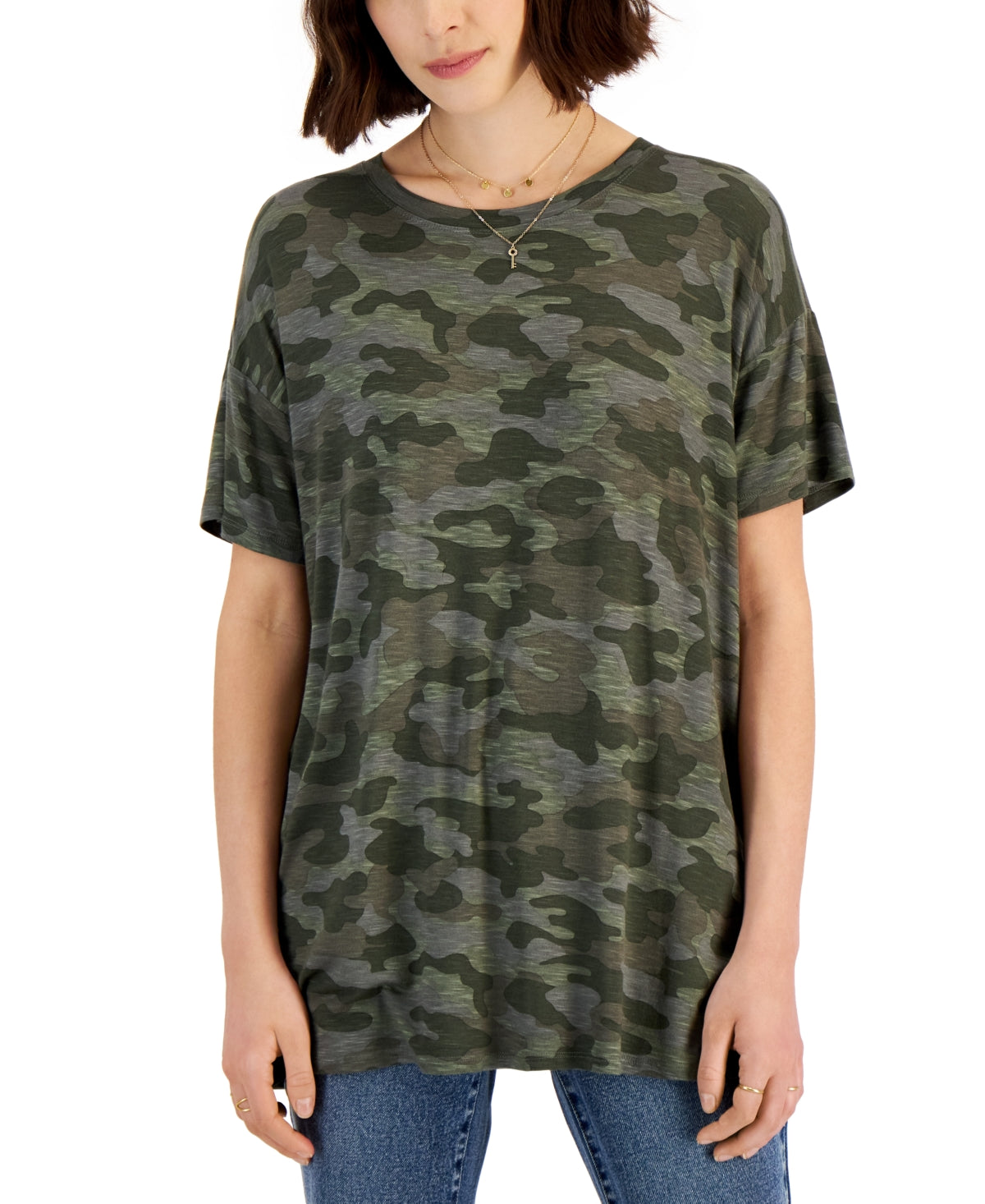 Style & Co Women's Printed T-Shirt Green Size Petite X-Large