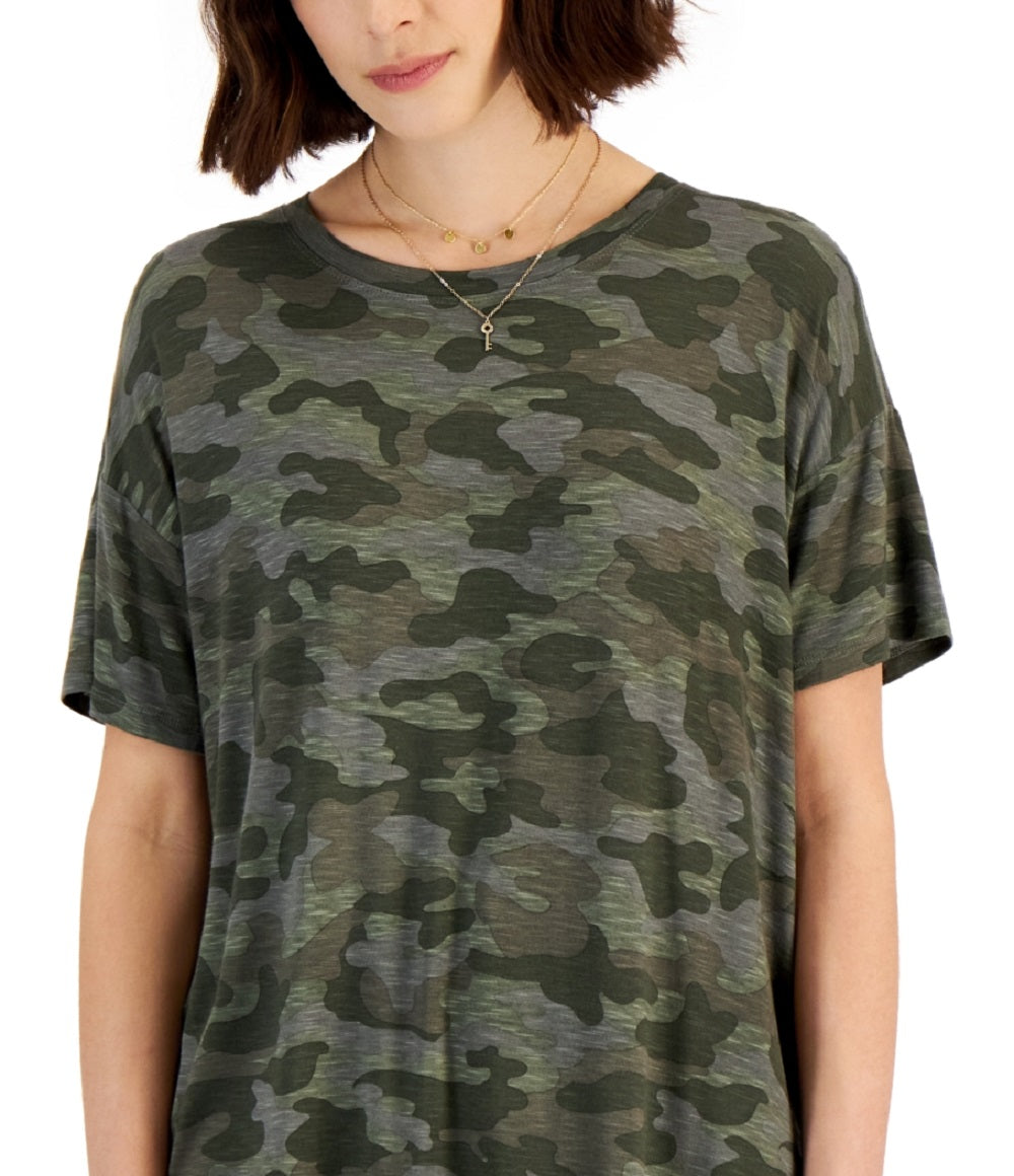 Style & Co Women's Printed T-Shirt Green Size Petite X-Large