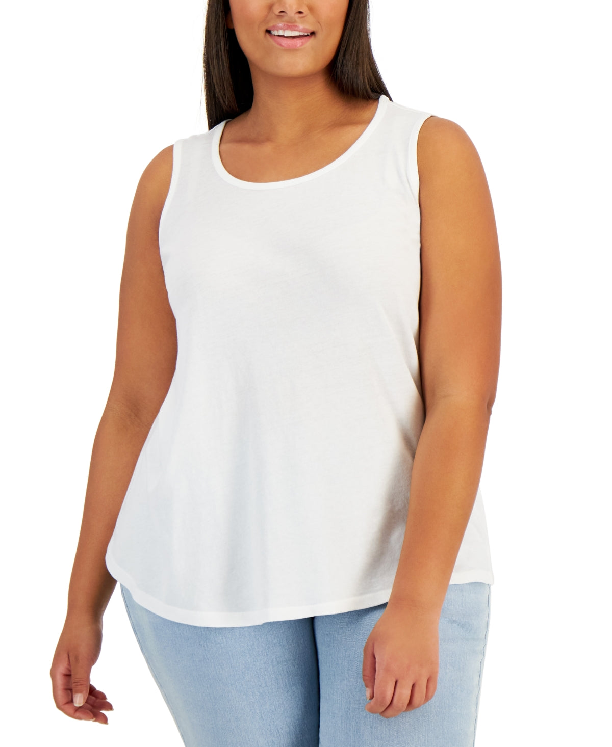 Style & Co Women's Cotton Tank White Size 3X