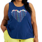 Style & Co Women's Cotton Palm Heart Printed Tank Blue Size 3X