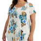JM Collection Women's Plus Tropical Wilderness Top White Size 0X