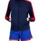 ID Ideology Women's Zip Striped Sleeve Track Jacket Blue Size Medium