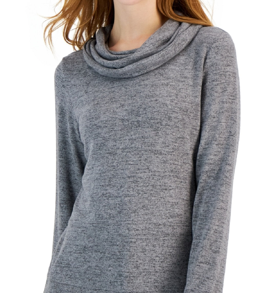 ID Ideology Women's Mushy Knit Cowlneck Top Gray Size X-Large
