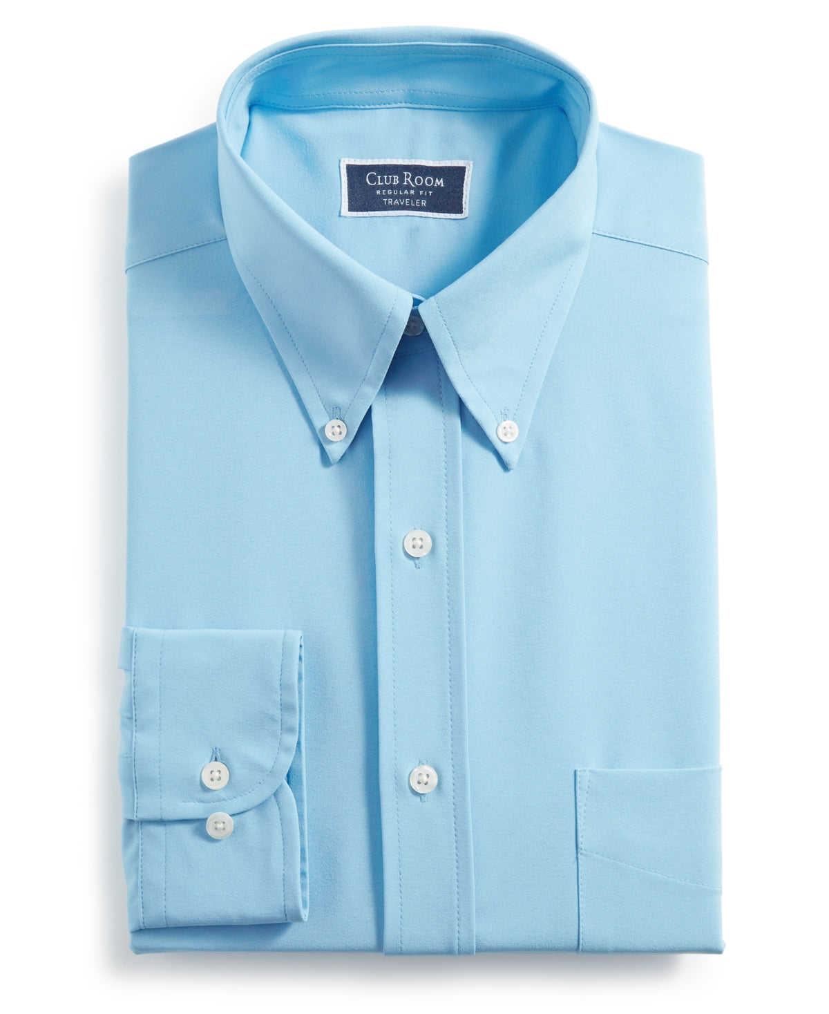 Club Room Men's Regular Fit Traveler Dress Shirt Blue Size 15.5X32X33