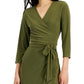 Alfani Women's V Neck Wrap Dress Green Size Medium