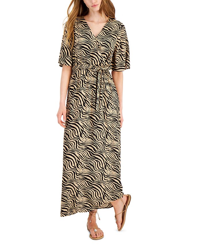 INC International Concepts Women's Zebra Maxi Dress Brown Size Large