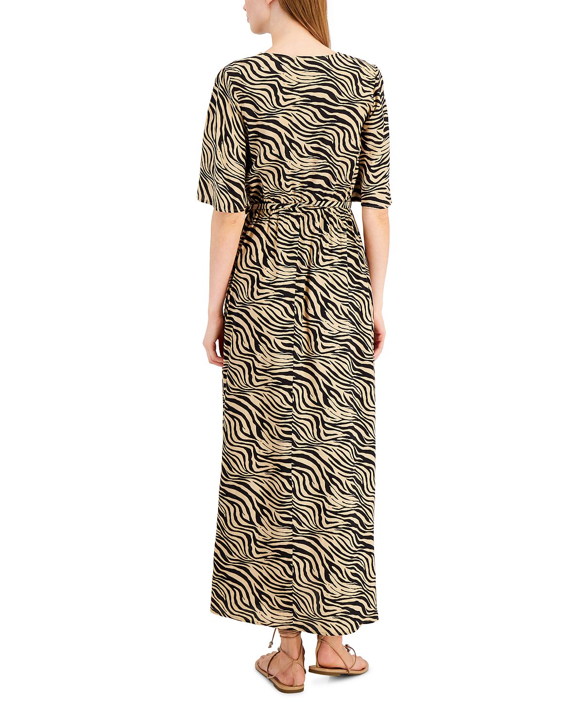 INC International Concepts Women's Zebra Maxi Dress Brown Size Large
