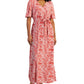 INC International Concepts Women's Printed Surplice Maxi Dress Orange Size Petite Large