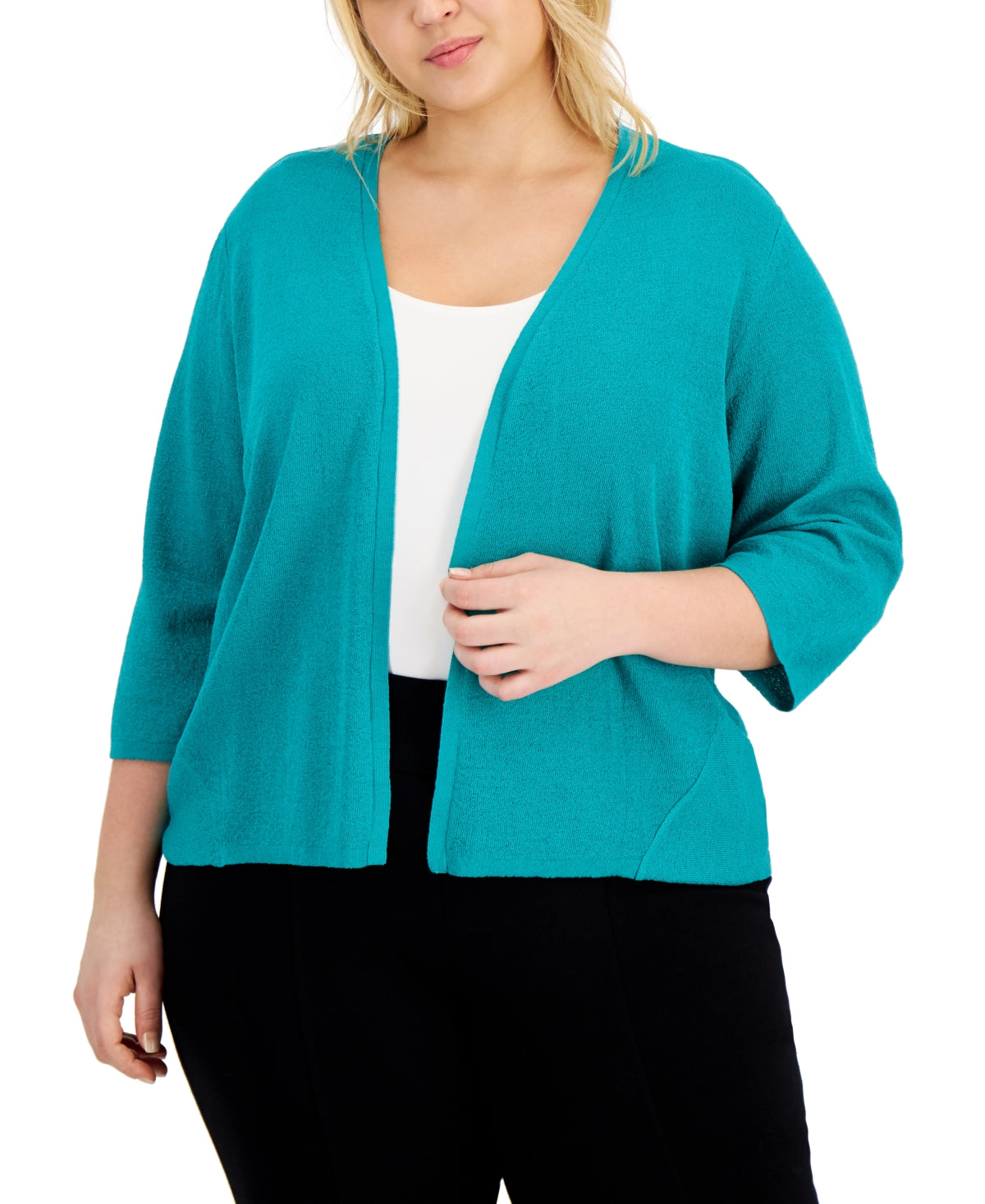 Alfani Women's Open Front Cardigan Blue Size 3X