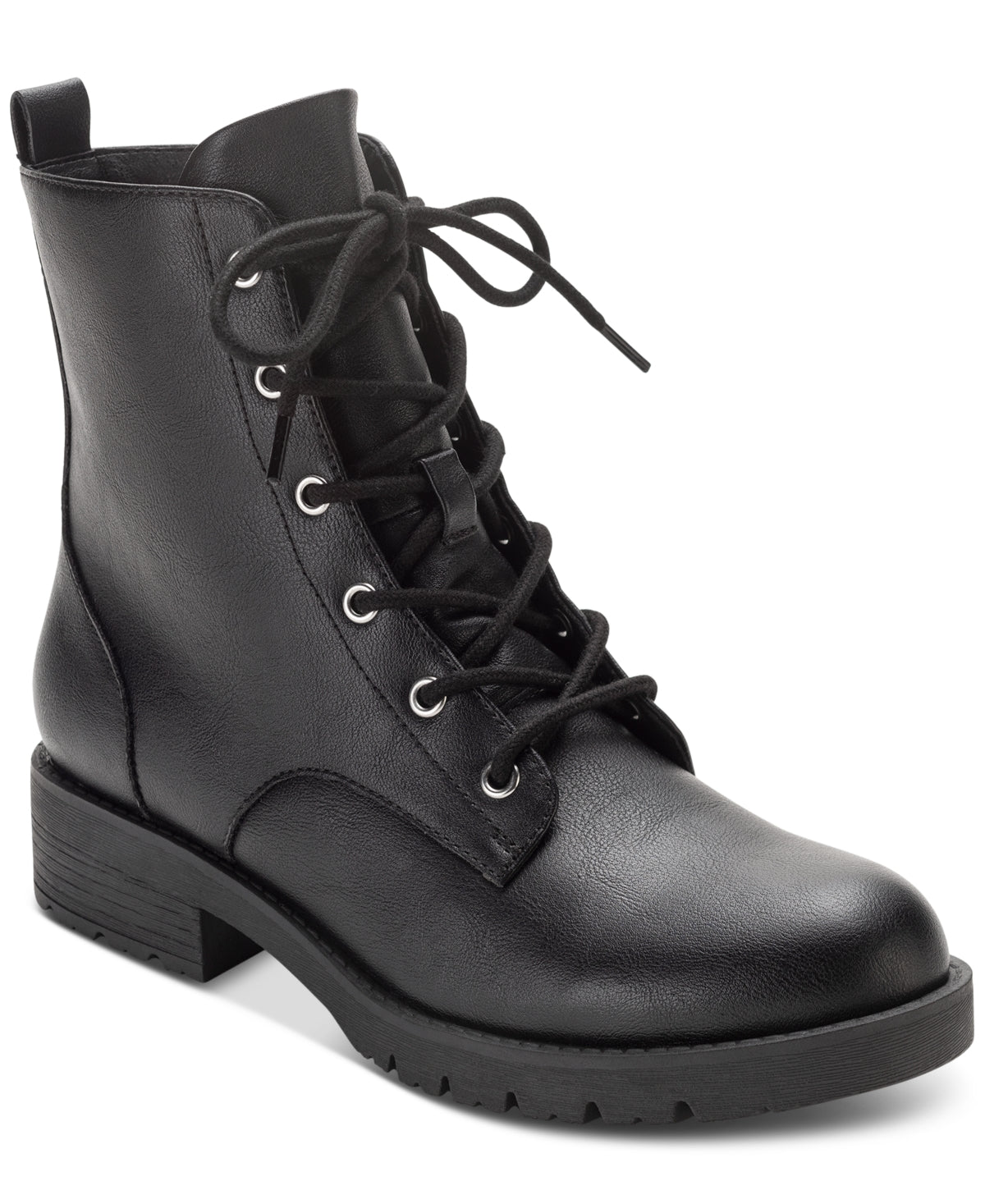 Sun + Stone Women's Frankiee Lace Up Lug Combat Booties Black Size 7 M