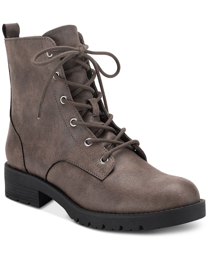 Sun + Stone Women's Frankiee Lace Up Lug Combat Booties Brown Size 8.5 M